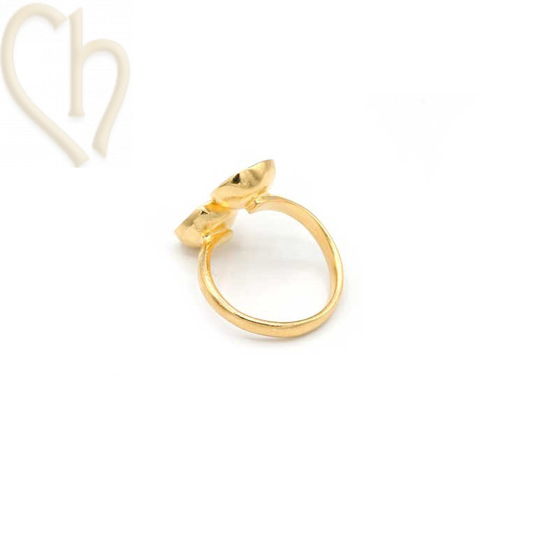 Adjustable Gold-Plated Ring with Elastic Holder for 8mm Austrian Crystal strass 8mm SS39 - Boutique Charlotte