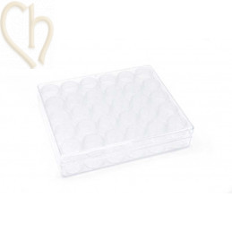 Bead storage box with 30 screw-top jars – organize with ease