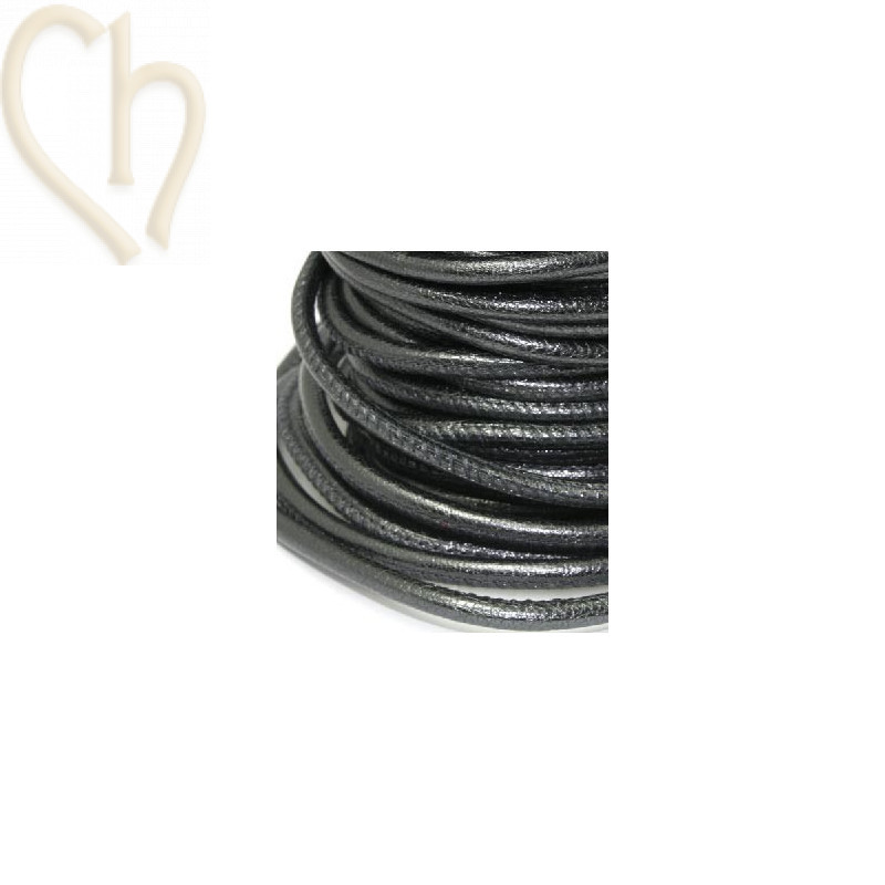 Cuir rond 4mm Metallic Grey