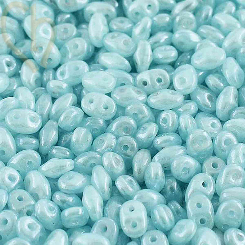 SuperDuo Matubo Opal Aqua White Luster DU056100-14400 | Boutique Charlotte