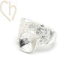 Regelbare Gold-Plated Ring met Elastiek en Houder voor 10mm Edelstenen - Boutique Charlotte