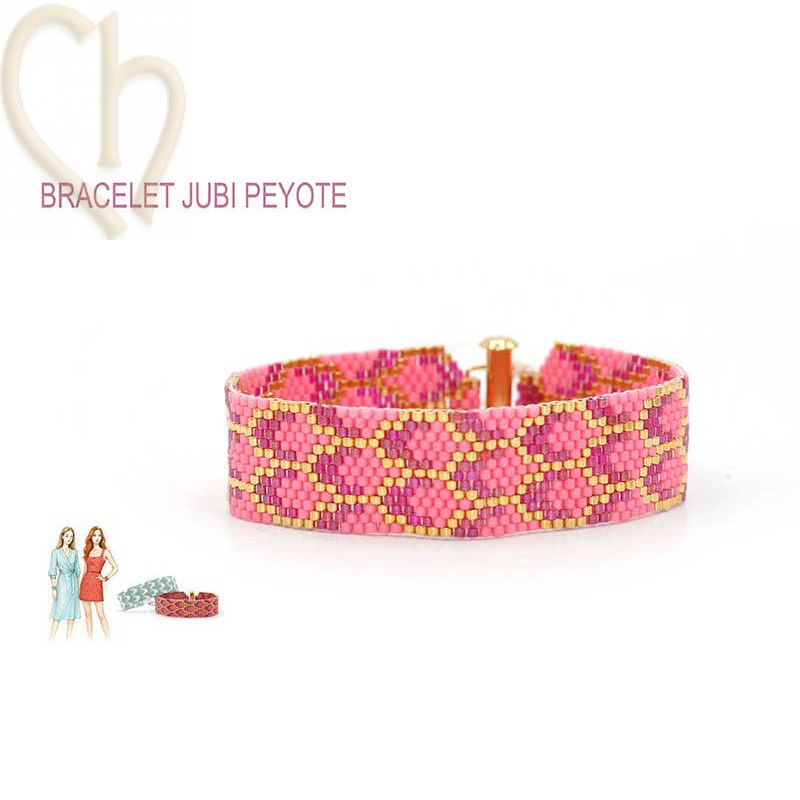 Armband Peyote Jubi Fuchsia Gold | Boutique Charlotte