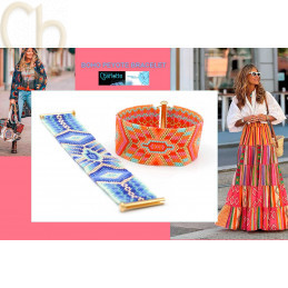 Pattern Bracelet Boho Orange & Bleu