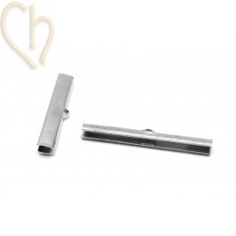 40mm Rhodium Eindklem Tube Slider voor Peyote Armbanden - Boutique Charlotte