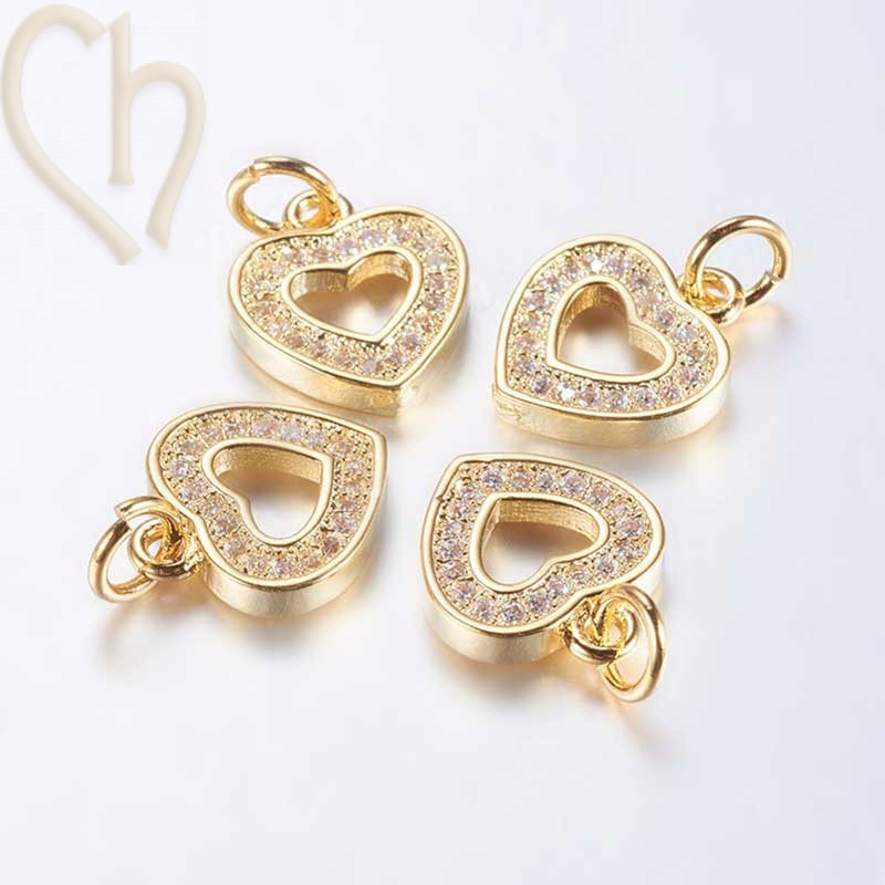 Gold-Plated Heart Charm 10 mm with Rhinestones – Hypoallergenic | Boutique Charlotte