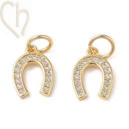 Gold-Plated Horseshoe 15mm Charm with Rhinestones – Hypoallergenic | Boutique Charlotte