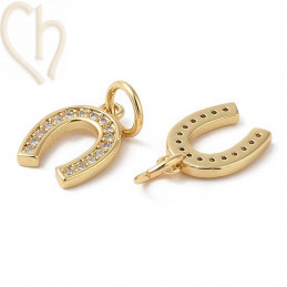 Gold-Plated Horseshoe 15mm Charm with Rhinestones – Hypoallergenic | Boutique Charlotte