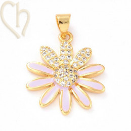 Gold-Plated Fleur 20mm Charm with Rhinestones – Hypoallergenic | Boutique Charlotte