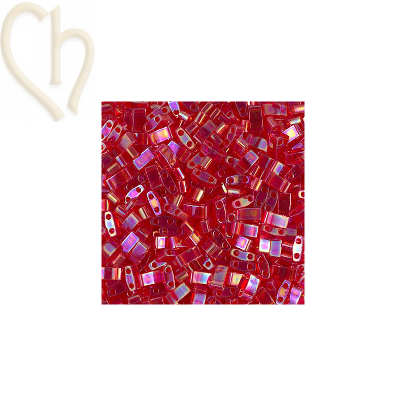 Half Tila Miyuki 5*2mm Transparant Red Rainbow HTL-0254