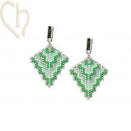 Kit Oorbellen Triangle Peyote Groen – Miyuki kralen & gratis patroon