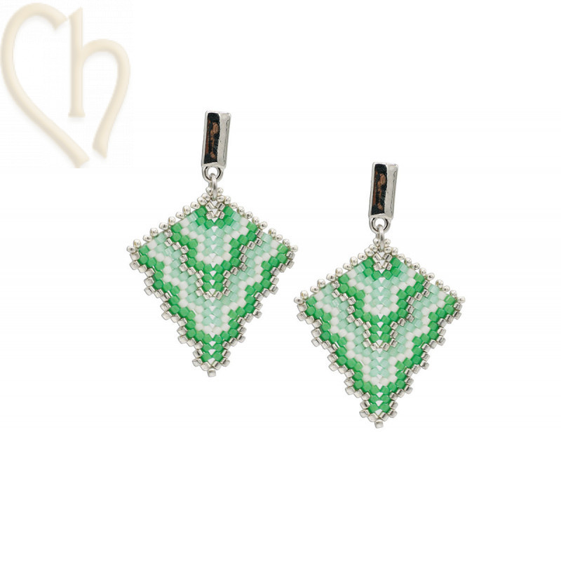 Triangle Peyote Earrings Kit Green – Miyuki Beads & Free Pattern