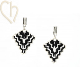Kit Boucles d’Oreilles Triangle Peyote Gris – Perles Miyuki & schéma gratuit
