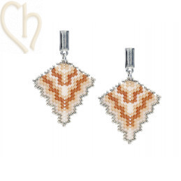 Kit Boucles d’Oreilles Triangle Peyote Beige – Perles Miyuki & schéma gratuit