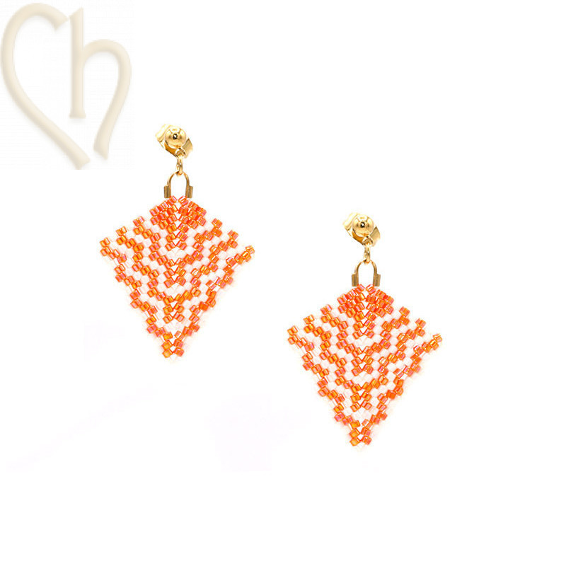 Kit Boucles d’Oreilles Triangle Peyote Orange – Perles Miyuki & schéma gratuit