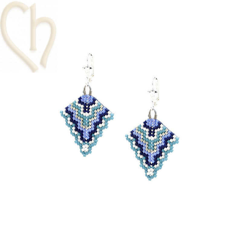 Kit Oorbellen Triangle Peyote Turquoise Bleu – Miyuki kralen & gratis patroon