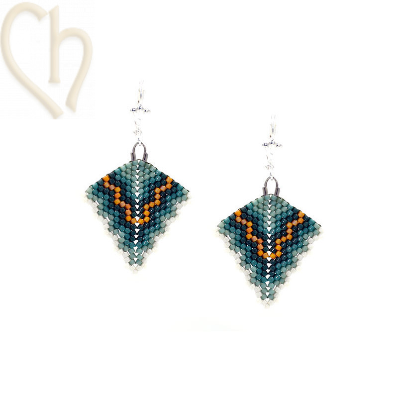 Kit Boucles d’Oreilles Triangle Peyote Moutarde Vert – Perles Miyuki & schéma gratuit