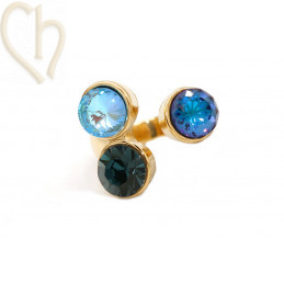 copy of Bague doré rose "one size" pour 3 x Swarovski 8mm SS39