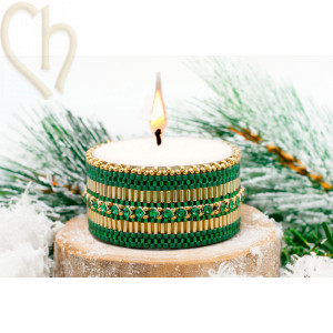 Bougeoir DIY en Peyote avec Austrian Crystal Mesh - Green - Gold | Boutique Charlotte