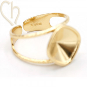 Ring Setting for Crystal 4470 10mm | Gold Plated Stainless Steel