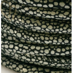 Leather round 4mm Ray Black Grey