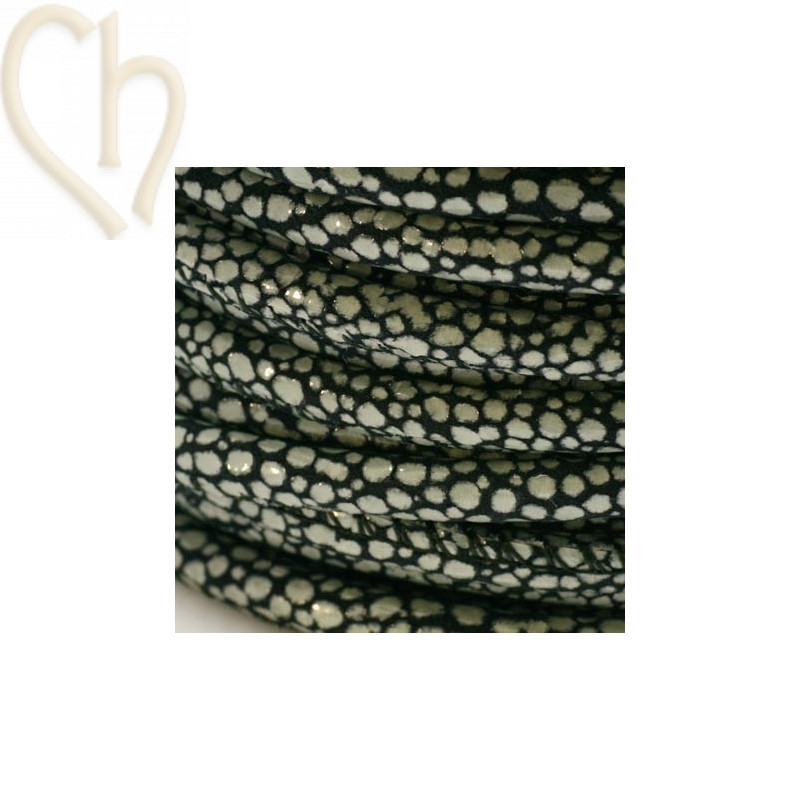 Leather round 4mm Ray Black Grey