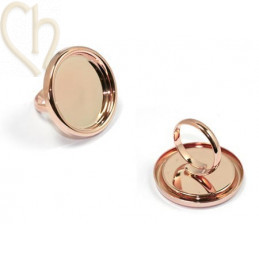 bague fine reglable plateau 25mm avec rebord or rose