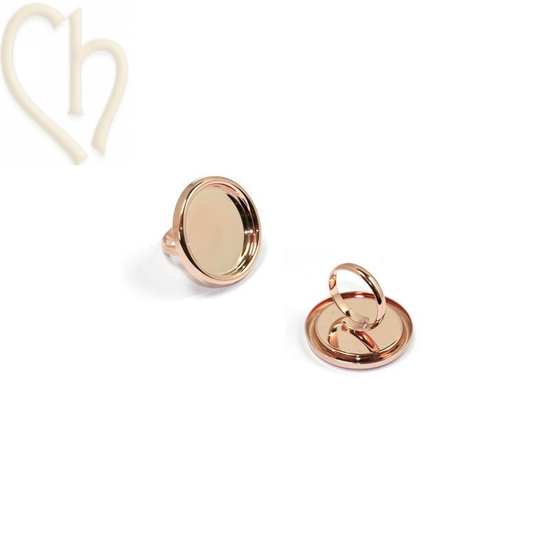 bague fine reglable plateau 25mm avec rebord or rose