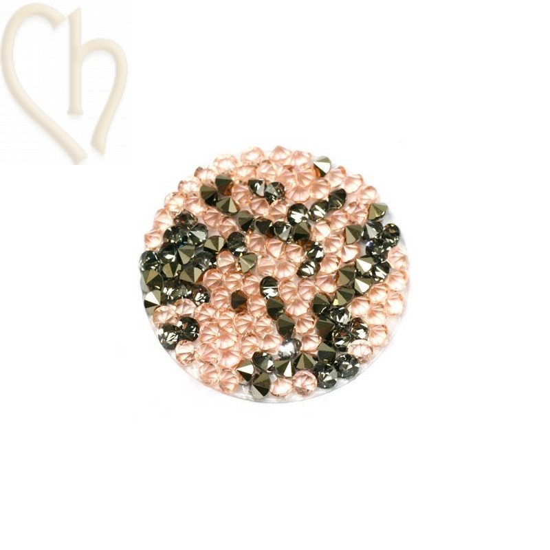 Crystal ROCKS 30mm Lt. Peach&Metal. Gold