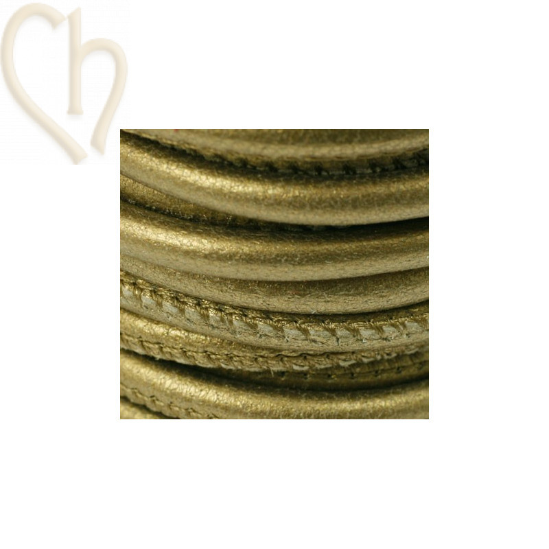 Leder rond 4mm Goud