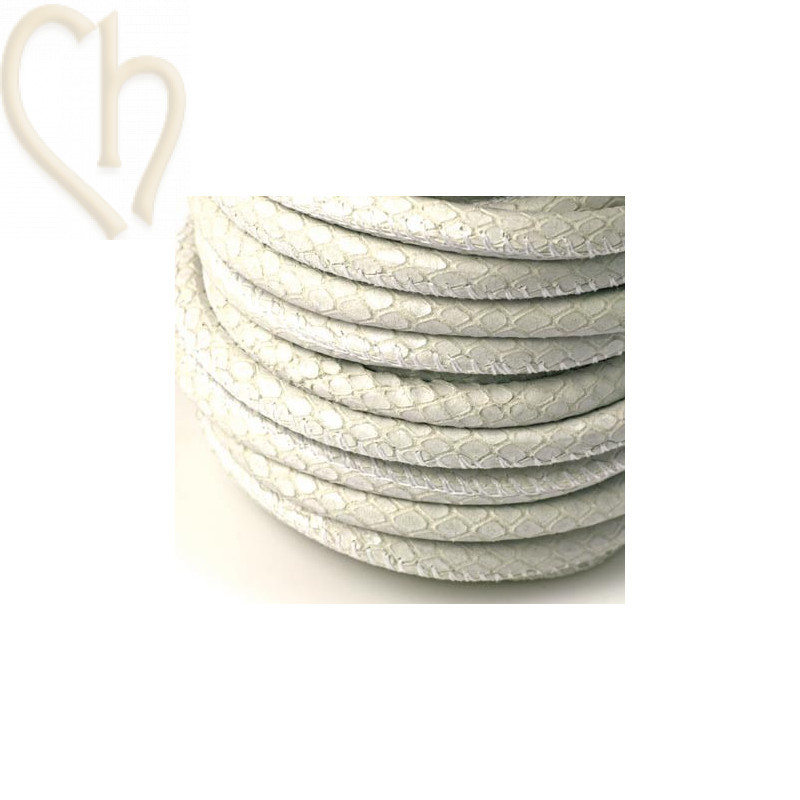 Cuir rond 6mm Snake Style Blanc