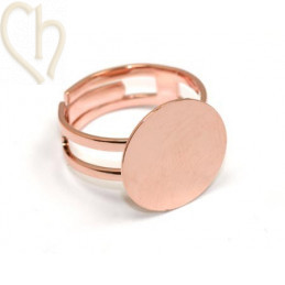 bague reglable plateau 16mm rose/jaune or