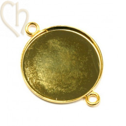 houder met 2 ringen voor rond 24mm goud