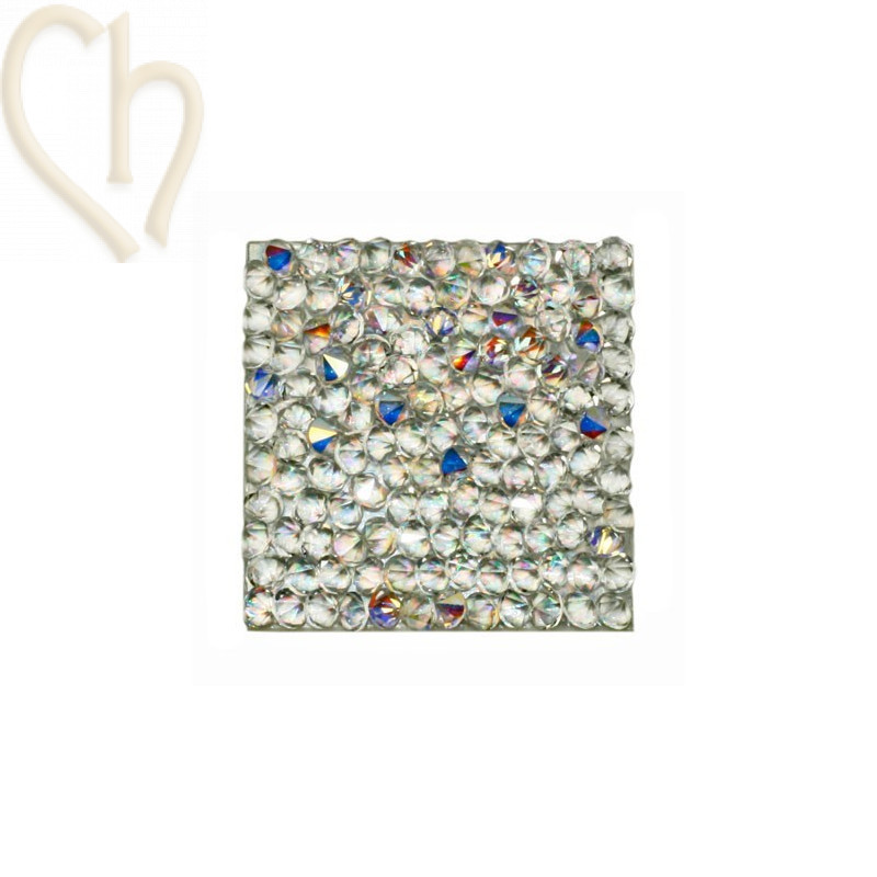 Rocks carre 27mm Cristal AB / argent