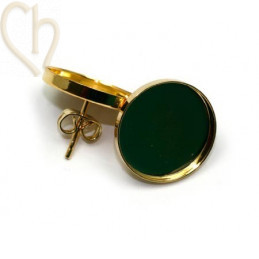 oorbellen plateau 15mm roze goud / goud