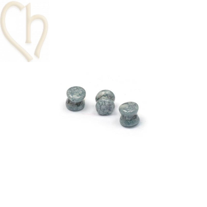 Pellet beads 4*6mm Alabaster Teracota Blue