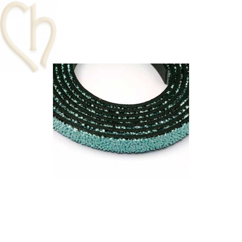 leder plat 10mm caviar zeegroen