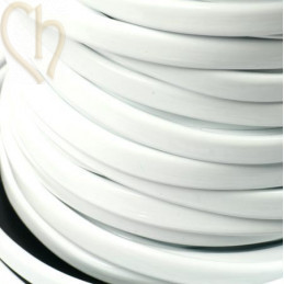 flat leather 5mm lacquered white