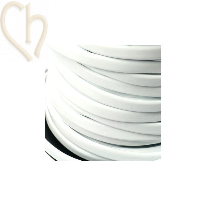 plat leder 5mm gelakt wit