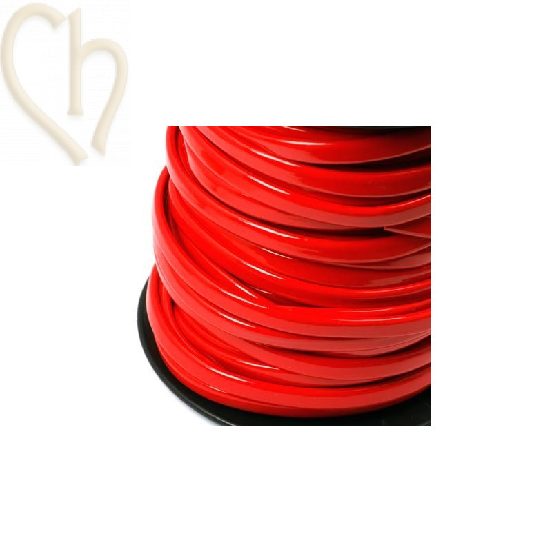 flat leather 5mm lacquered red