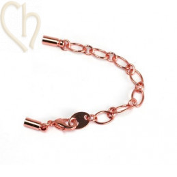 ketting ovaal met musketon en 2 eindstuk int. 2.5mm rose gold