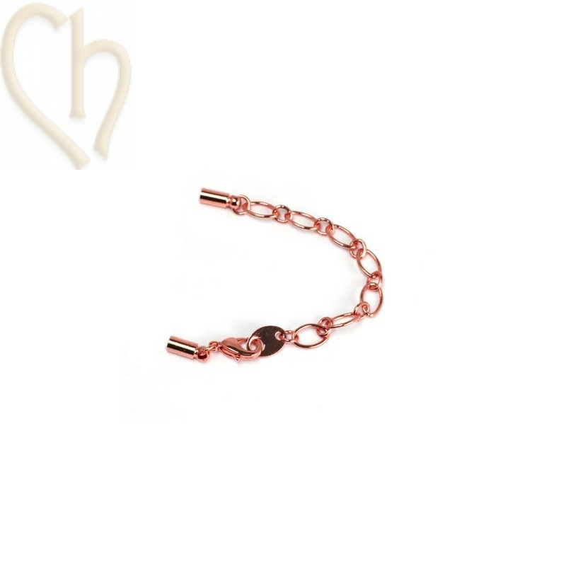 ketting ovaal met musketon en 2 eindstuk int. 2.5mm rose gold