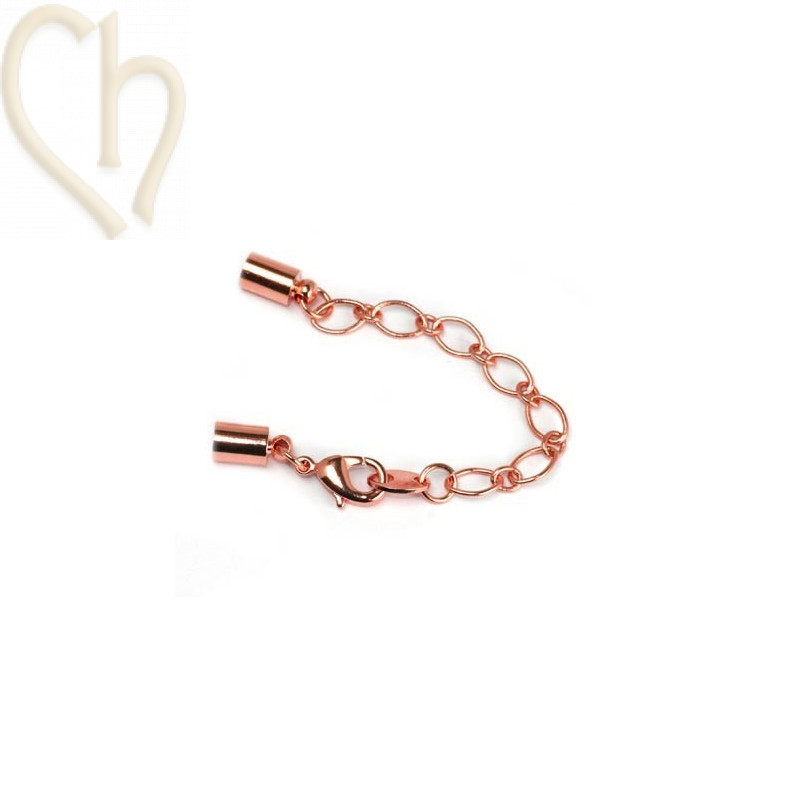 ketting ovaal met musketon en 2 eindstuk int. 4.3mm rose gold