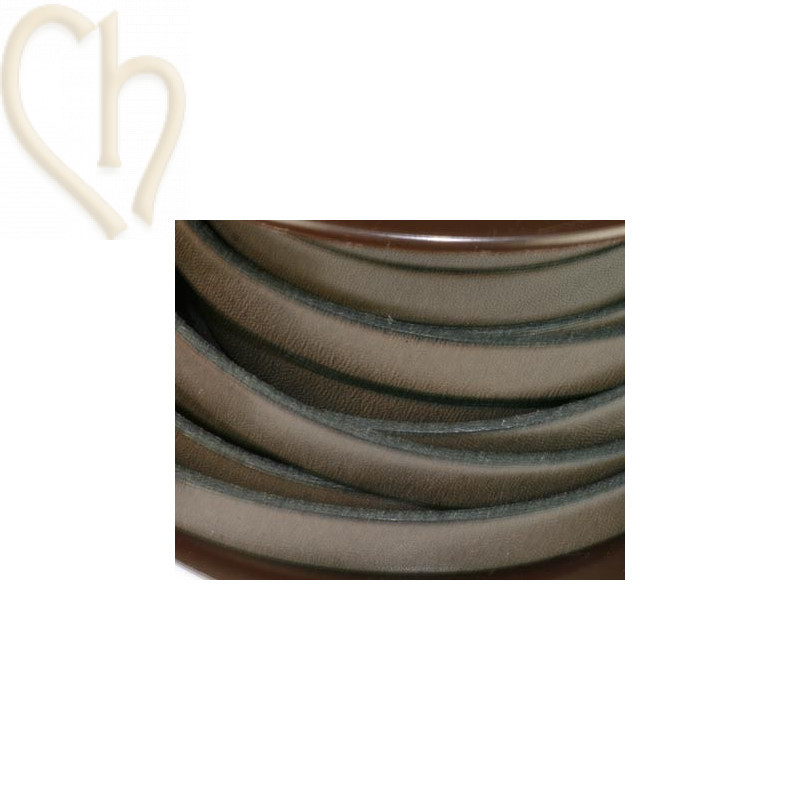 leather flat 10mm grey / taupe