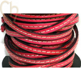 cuir 5mm avec coutures contrastantes fuchsia