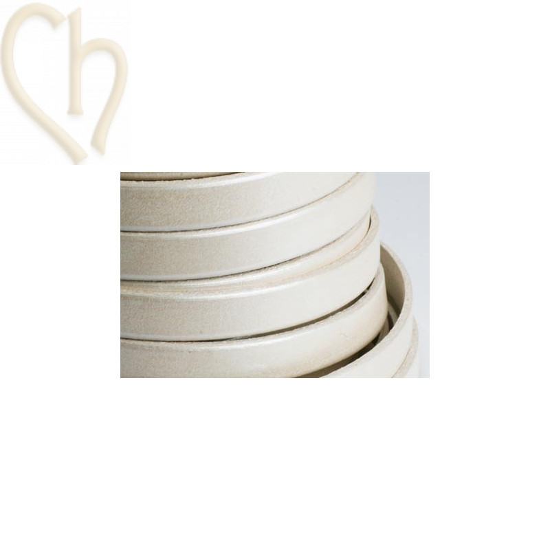 cuir plat 10mm blanc nacre