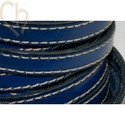 leder 10mm met contrast stiksels blauw