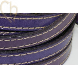 cuir 10mm avec coutures contrastantes mauve