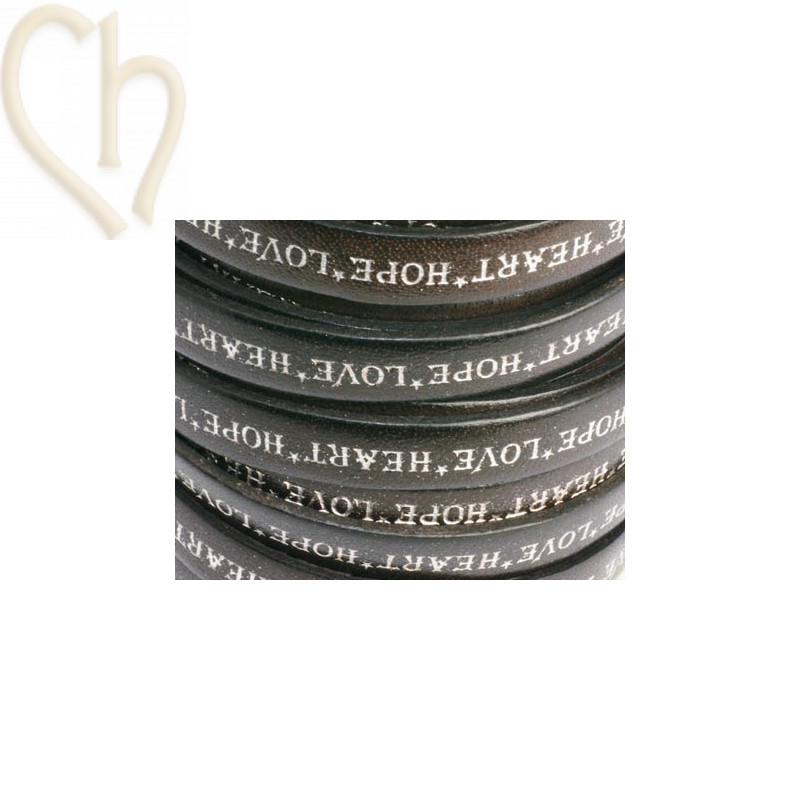 leather flat 10mm inscripted darkbrown