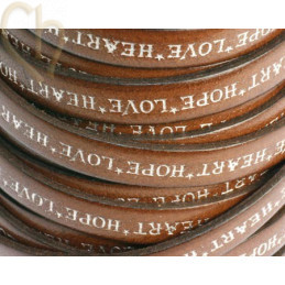 cuir plat 10mm avec inscription brun