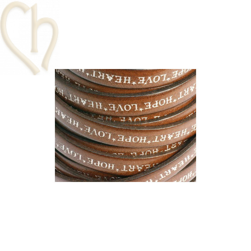 cuir plat 10mm avec inscription brun